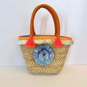 Milly Pom Pom straw small tote